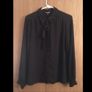 Black Tie Up Dress Shirt